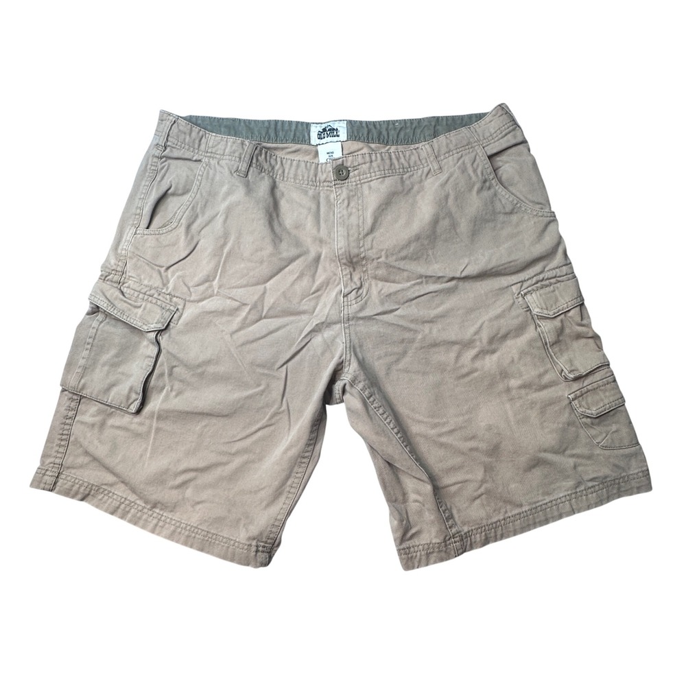 Old Mill Cargo Shorts Mens 40 Tan Khaki Cotton Utility Multi-Pocket Casual
